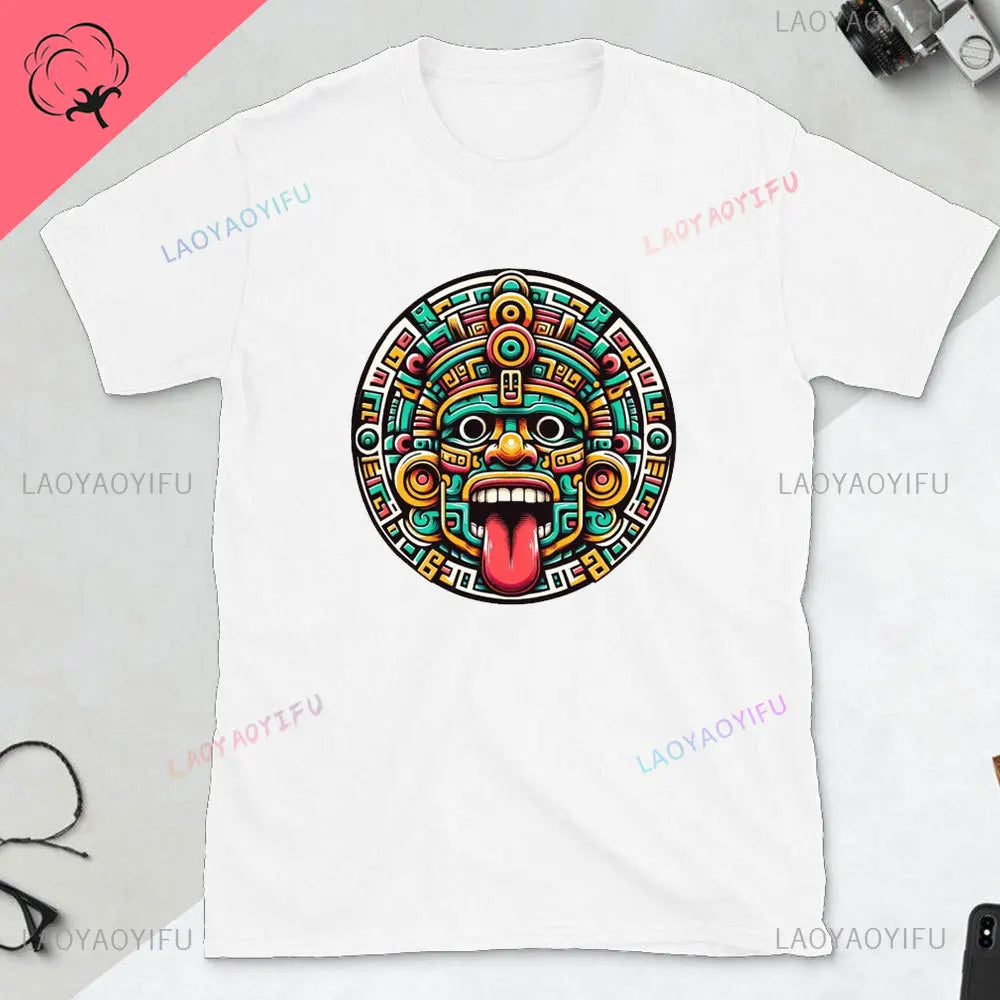 Quetzalcoatl Mexican Tshirt Aztec Art Print Aztec Tee Mexican Shirt Men Mexico Cotton Shirts Mexican Themed Gifts Mexicanas tops