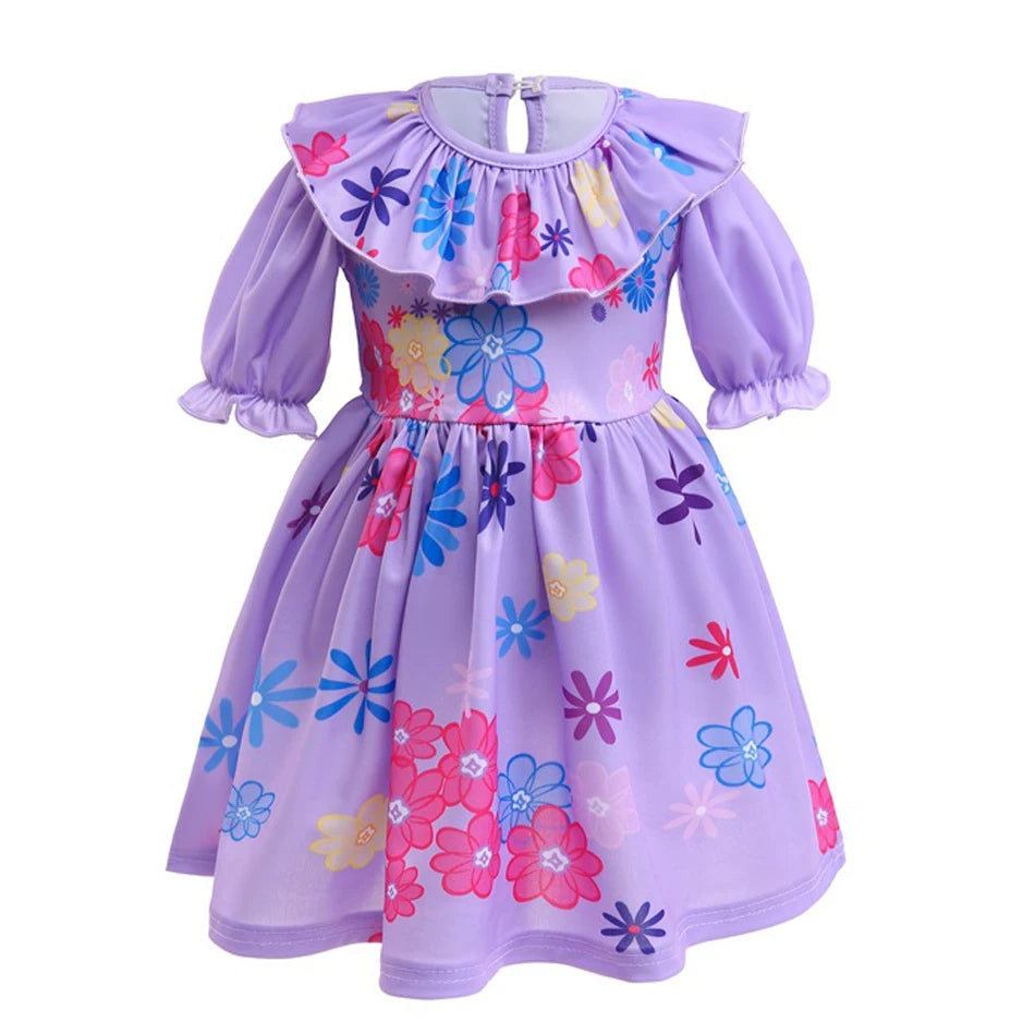 Baby Girls Encanto Mirabel Isabela Madrigal Dress Kids Short Sleeve Clothes Children Dolores Luisa Pepa Princess Cosplay Costume