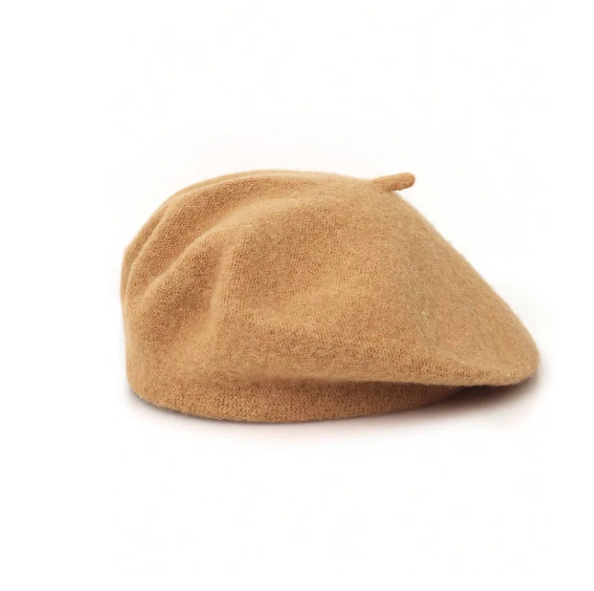 Classic French Knitted Beret for Women Warm Soft Top Knot Painter Cap Stylish Autumn Winter Daily Casual Streetwear Vintage
