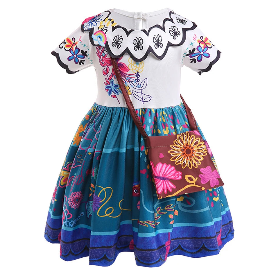 Baby Girls Encanto Mirabel Isabela Madrigal Dress Kids Short Sleeve Clothes Children Dolores Luisa Pepa Princess Cosplay Costume