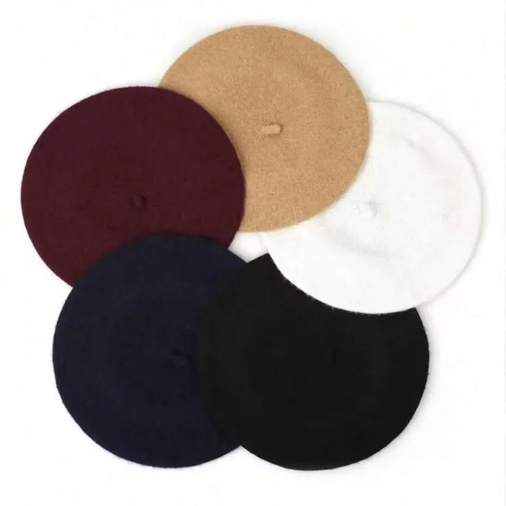 Classic French Knitted Beret for Women Warm Soft Top Knot Painter Cap Stylish Autumn Winter Daily Casual Streetwear Vintage
