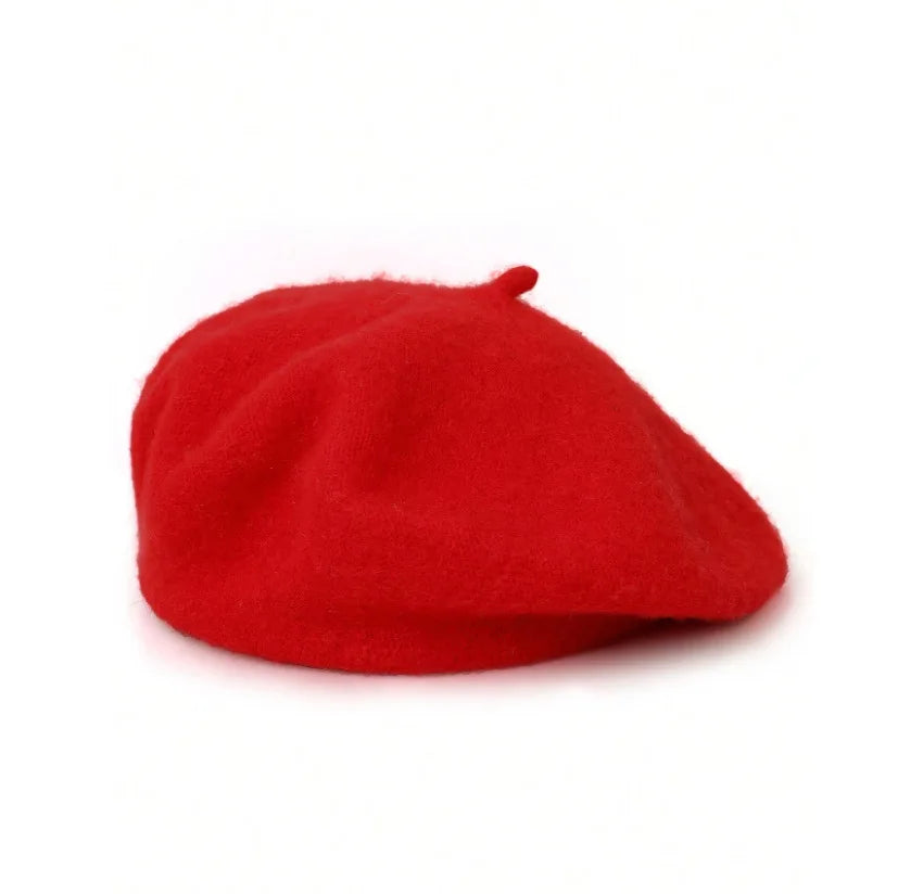 Classic French Knitted Beret for Women Warm Soft Top Knot Painter Cap Stylish Autumn Winter Daily Casual Streetwear Vintage