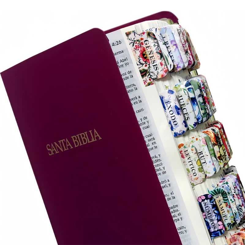 75pcs Spanish Bible Tags, Flower Theme, Spanish Laminated Bible Tags, Bible Tags