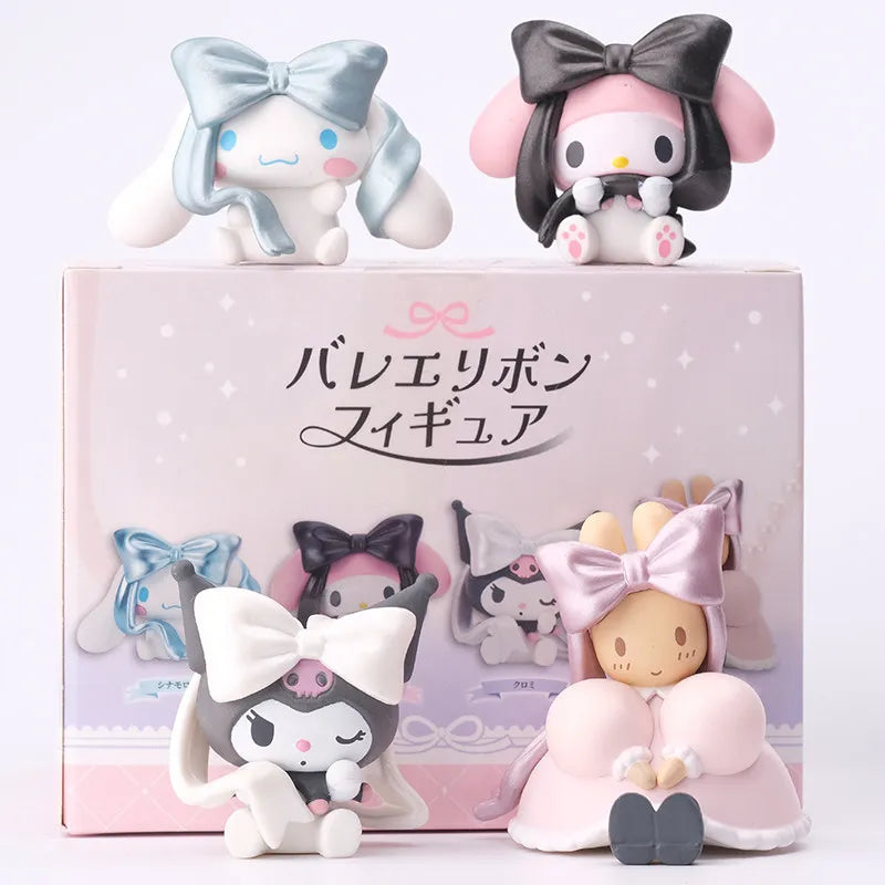 Genuine Sanrio Cinnamoroll My Melody Kuromi Marroncream Kawaii Bow Ballet Series Blind Box Birthday Gift Trendy Toys for Girls