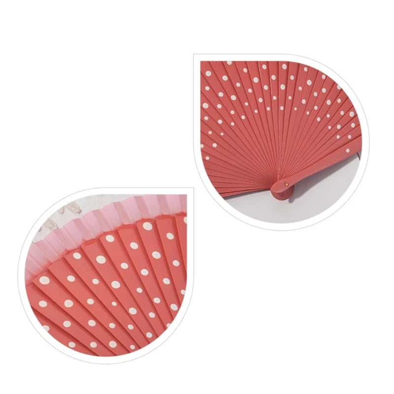 Flamenco Spanish Folding Fan Dots Pattern Modern Classical Vintage Hand Fan
