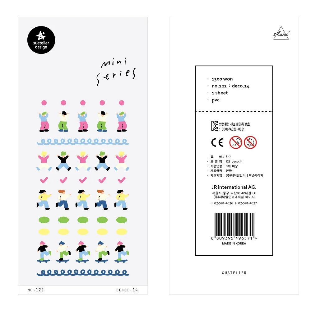 Korean Import Suatelier Mini Sports Skateboard Yoga Running Stickers Scrapbooking Diy Sticker Diary Stationery School Supplies