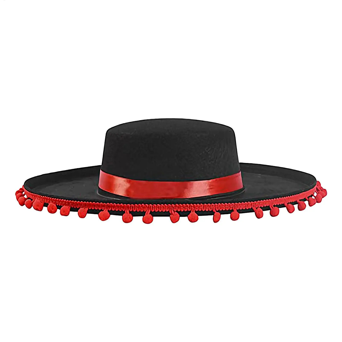Spanish Mexican Hat Sombrero Caps Traditional Halloween Fuzz Ball Mexican Sombrero Hats Wide Brim Design Carnival Costume