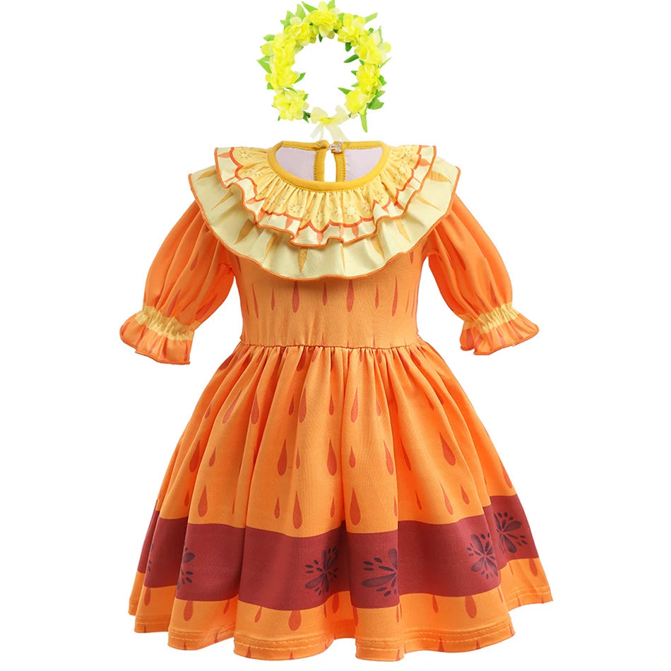 Baby Girls Encanto Mirabel Isabela Madrigal Dress Kids Short Sleeve Clothes Children Dolores Luisa Pepa Princess Cosplay Costume