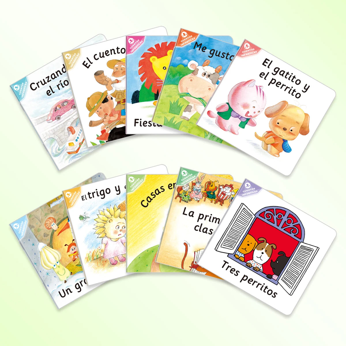 Ten Spanish storybooks: Mini storybooks to expand vocabulary and imagination. School supplies. birthday gift