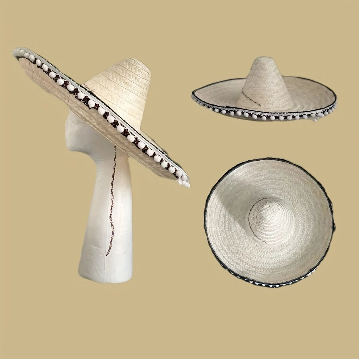 Mexican Sun Hat, Straw Hat with Wide Brim, Suitable for Decoration and Gifts at Festivals, Carnivals, Summer Mexican Parties.
