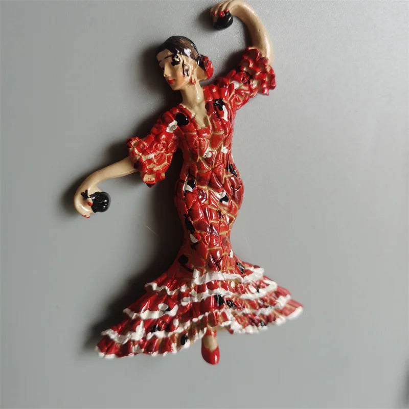 Spanish Fridge Magnets Flamenco Dancer MallorcaTourism Souvenir Decorative Arts Refrigerator Magnetic Stickers Home Decoration