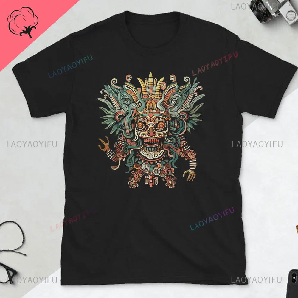Quetzalcoatl Mexican Tshirt Aztec Art Print Aztec Tee Mexican Shirt Men Mexico Cotton Shirts Mexican Themed Gifts Mexicanas tops