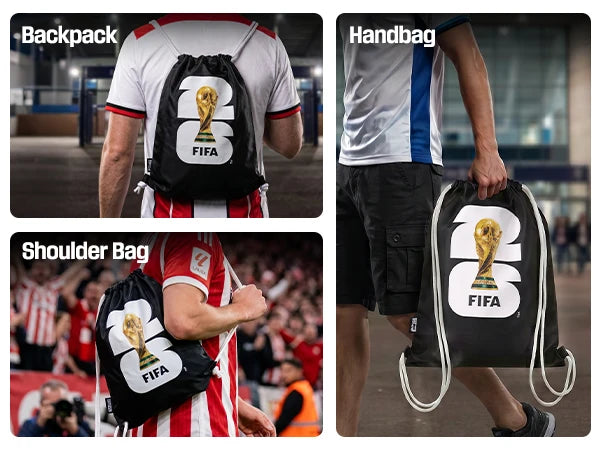 FIFA 2026 Official Licensed Waterproof Drawstring Bag,Lightweight Durable Gym Backpack for Sports Training Gym Sack Football Fan