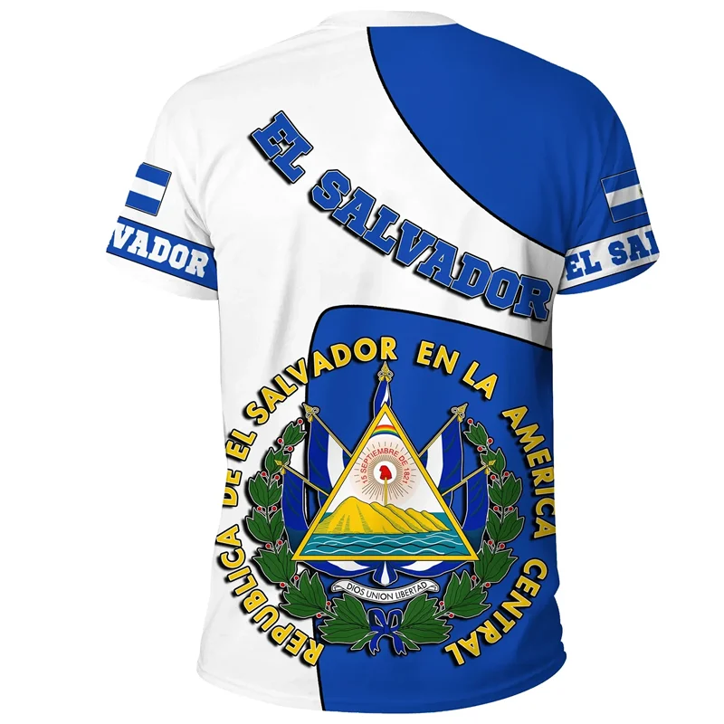 El Salvador Flag 3D Printed T Shirt For Men Outdoor Sports T-shirt Tracksuits Tops Summer Short Sleeves Oversized Tee Shirts