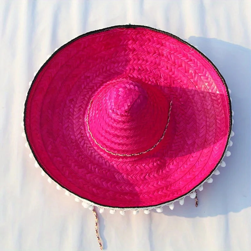 Mexican Sun Hat, Straw Hat with Wide Brim, Suitable for Decoration and Gifts at Festivals, Carnivals, Summer Mexican Parties.