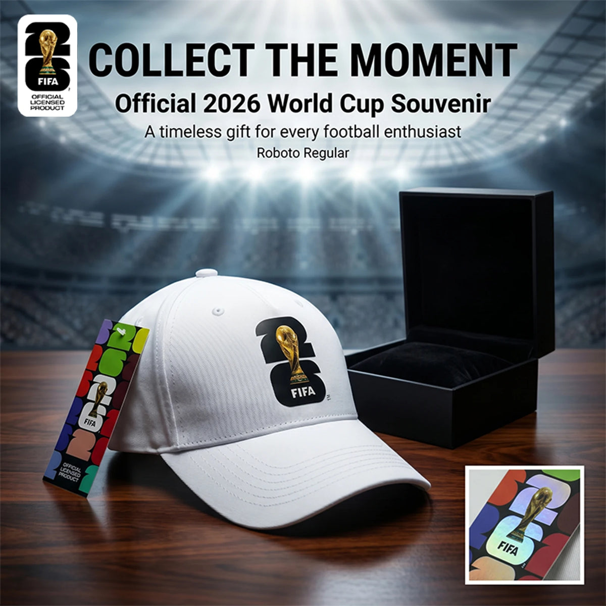Official FIFA 2026 World Cup Licensed Flat Baseball Cap Breathable Adjustable Baseball Hat for Football Fans
