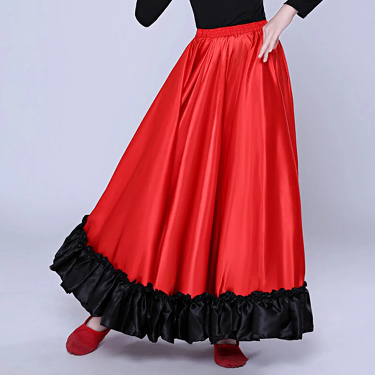 280/360 Degree Flamenco Skirt Women Girl Spanish Bull Dance Skirt Belly Dance Skirt Big Swing Flamenco Costume Ruffled Hem Skirt