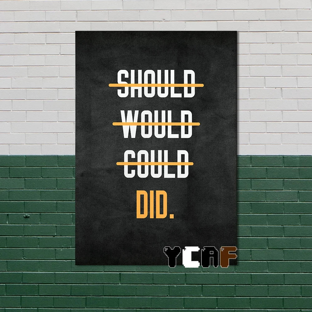 Black Minimalist Motivational Quotes Canvas Poster  Inspirational Wall Art for Office Gym and Home Decor