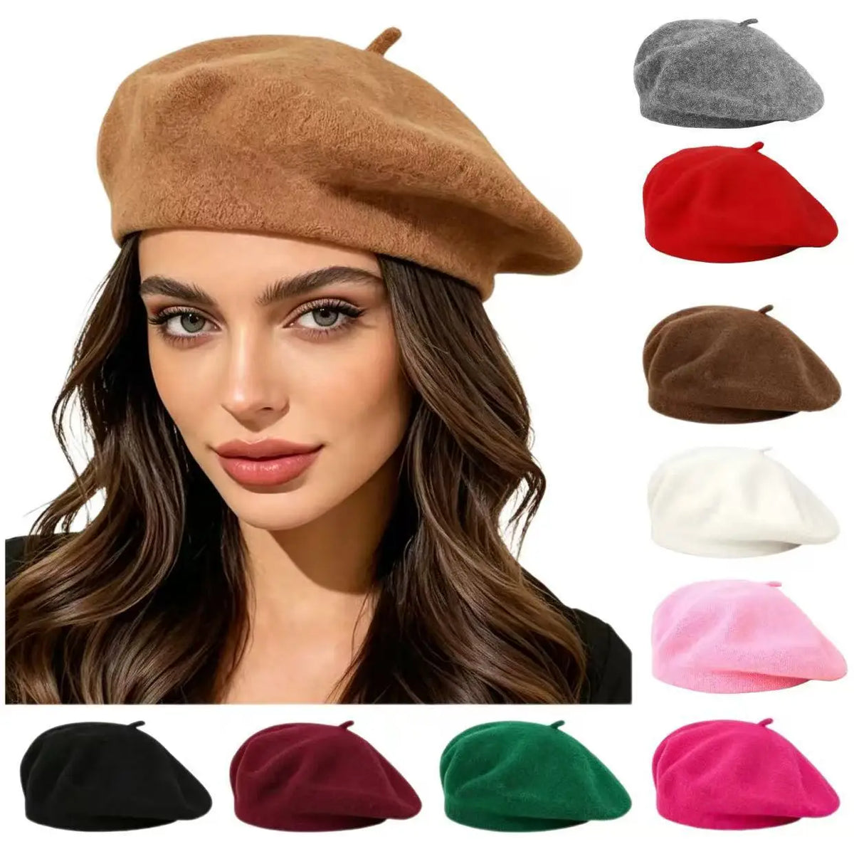 Classic French Knitted Beret for Women Warm Soft Top Knot Painter Cap Stylish Autumn Winter Daily Casual Streetwear Vintage