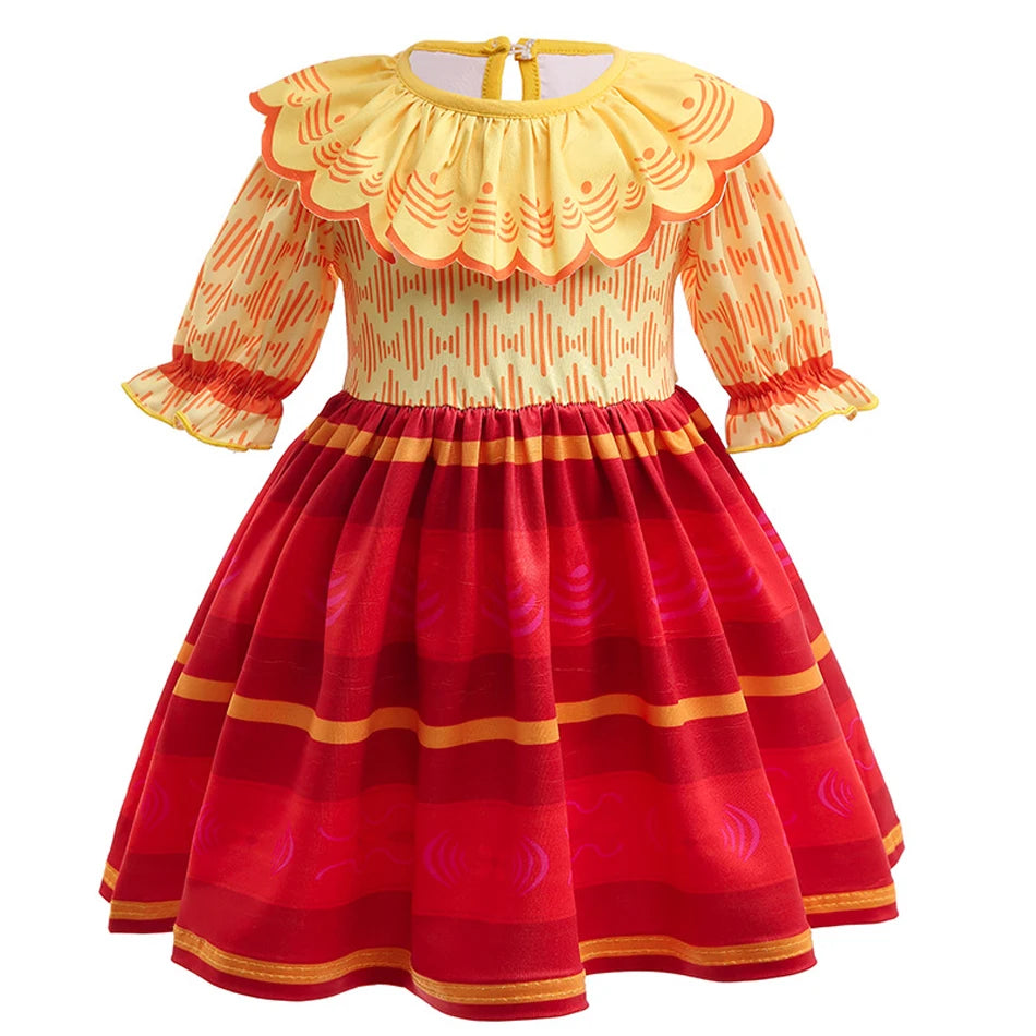 Baby Girls Encanto Mirabel Isabela Madrigal Dress Kids Short Sleeve Clothes Children Dolores Luisa Pepa Princess Cosplay Costume