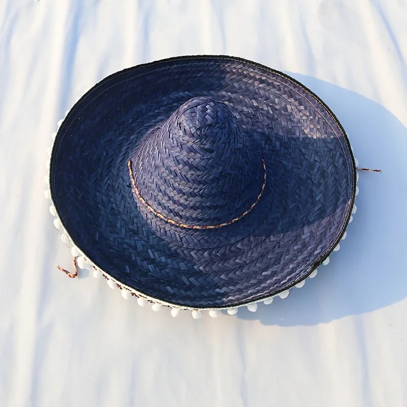 Mexican Sun Hat, Straw Hat with Wide Brim, Suitable for Decoration and Gifts at Festivals, Carnivals, Summer Mexican Parties.