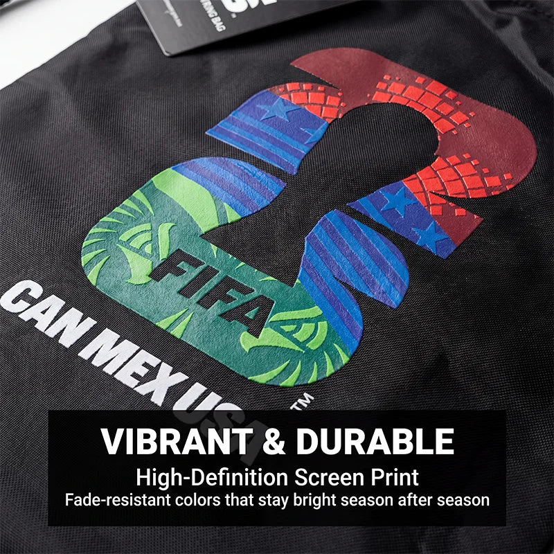 FIFA 2026 Official Licensed Waterproof Drawstring Bag,Lightweight Durable Gym Backpack for Sports Training Gym Sack Football Fan