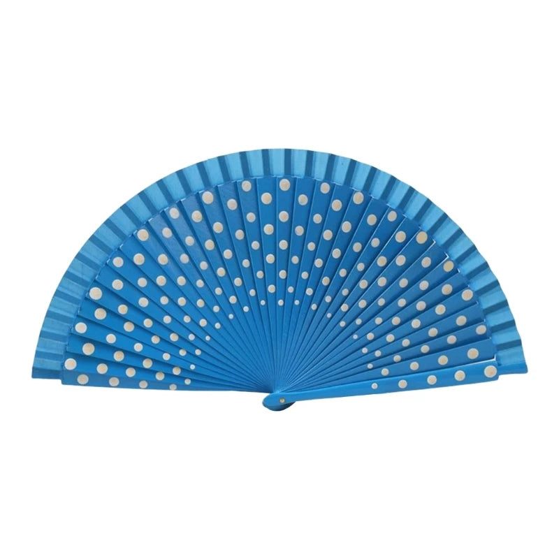 Flamenco Spanish Folding Fan Dots Pattern Modern Classical Vintage Hand Fan