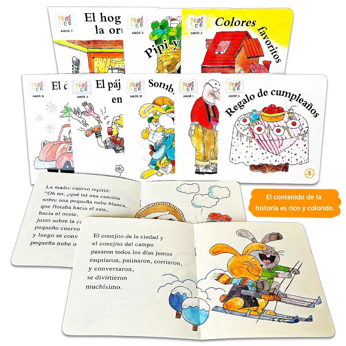 Ten Spanish storybooks: Mini storybooks to expand vocabulary and imagination. School supplies. birthday gift