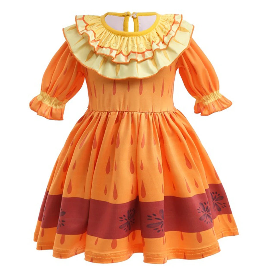 Baby Girls Encanto Mirabel Isabela Madrigal Dress Kids Short Sleeve Clothes Children Dolores Luisa Pepa Princess Cosplay Costume