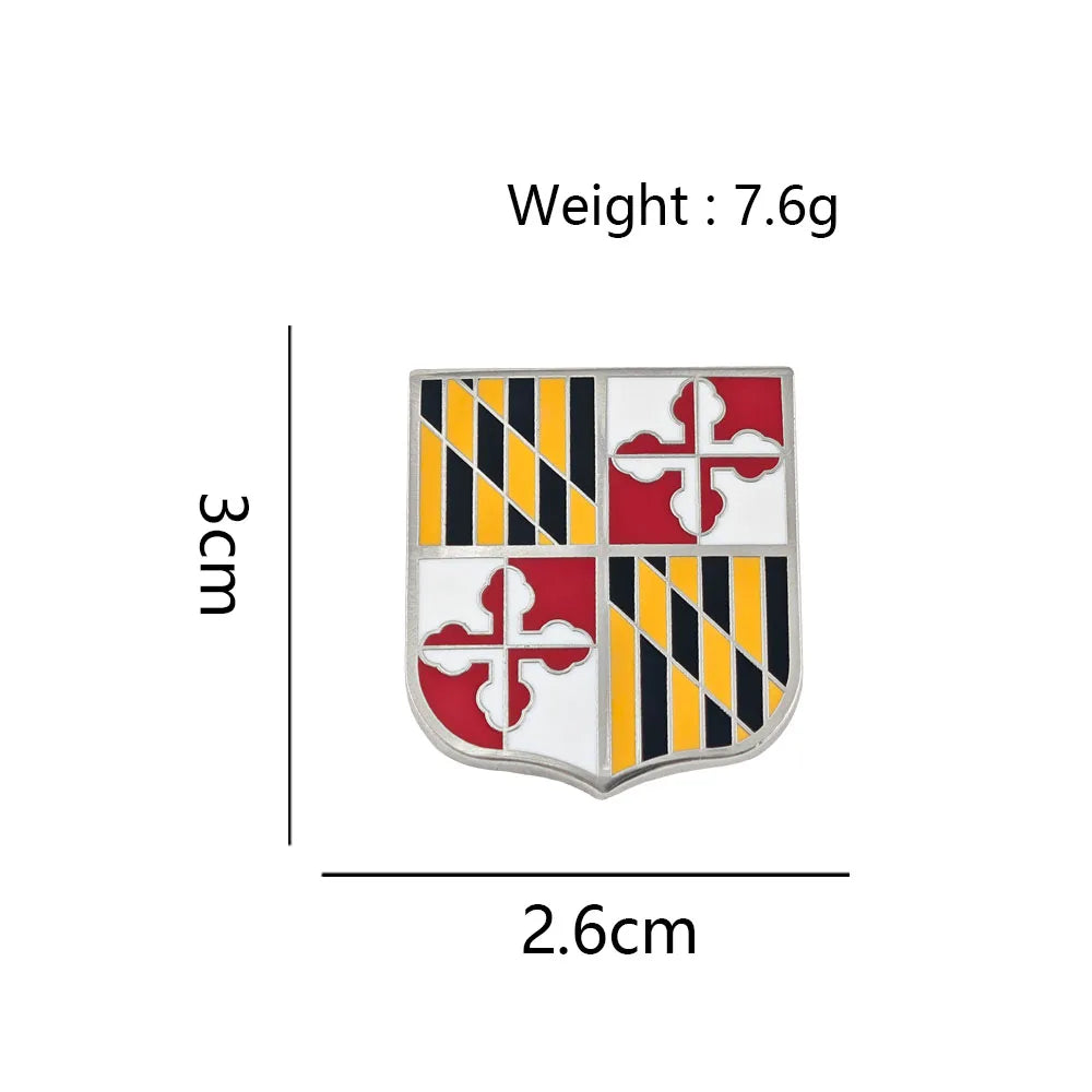 Maryland State Flag Enamel Pin Shield Shape Baltimore Brooch American State Pride Metal Badge US Patriotism Military Jewelry Gif