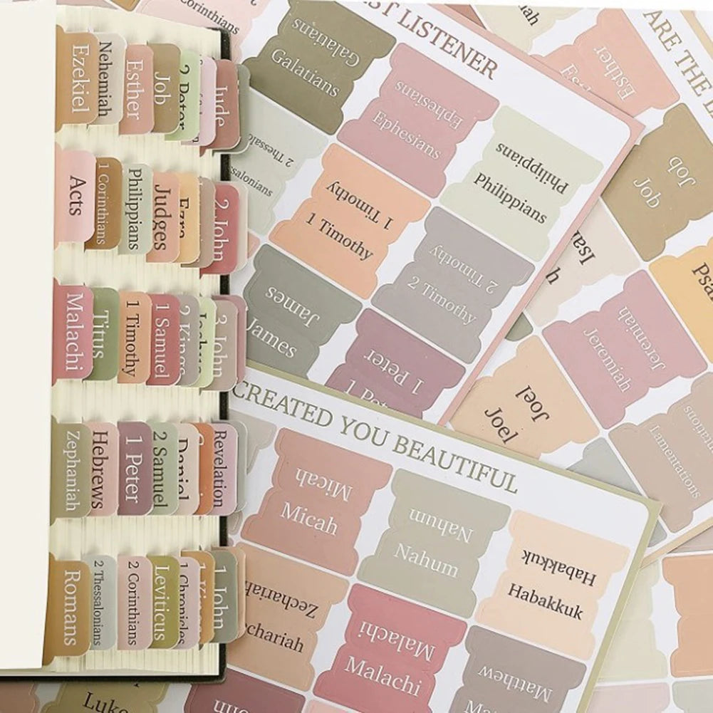 75Pcs Laminated Bible Tabs Boho Theme Bible Tabs Tear-resistant Large Print Bible Book Tabs Bible Study Journaling Supplies