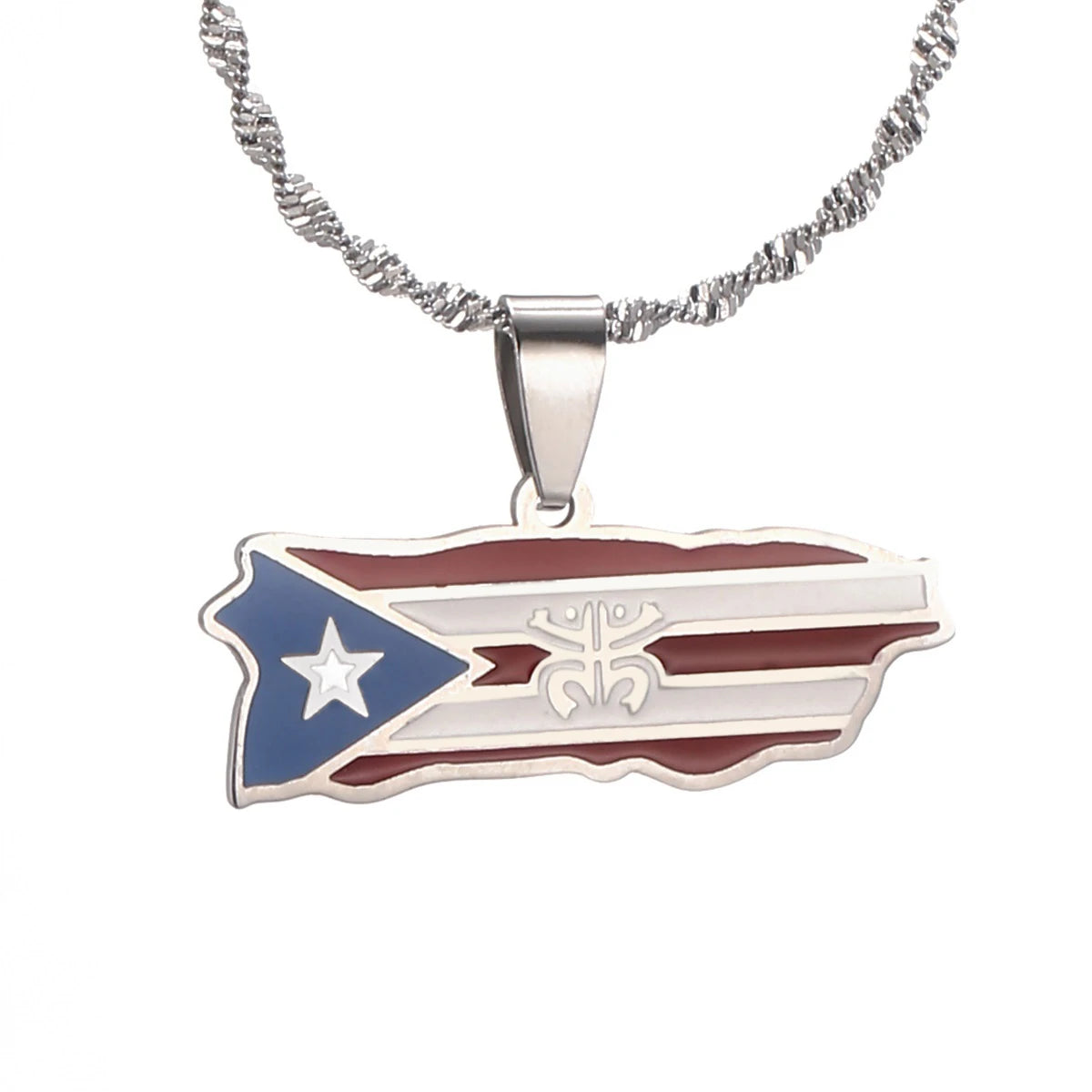 Puerto Rico Map Frog Colored Flag Pendant Necklaces Gold Color PR Puerto Ricans Jewelry