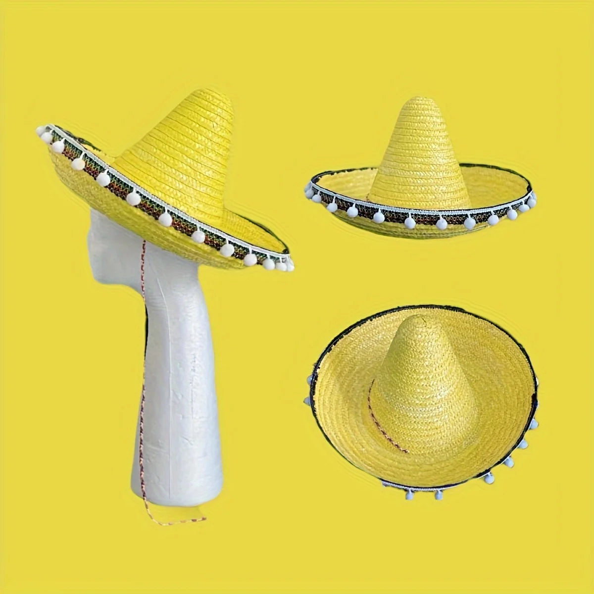 Mexican Sun Hat, Straw Hat with Wide Brim, Suitable for Decoration and Gifts at Festivals, Carnivals, Summer Mexican Parties.