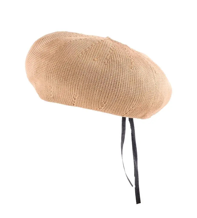 Beret Hat Women Spring Summer Hats For Women Retro Knitted Painter Cap Casual Trendy Design Solid Breathable Thin Cap Female New