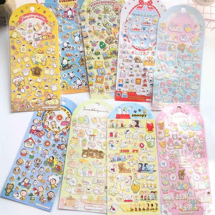 New Sanrio Hello Kitty Corner Big-Eared Dog Stickers Cute Gemini Children Stickers Bronzing Palm Stickers Kawaii