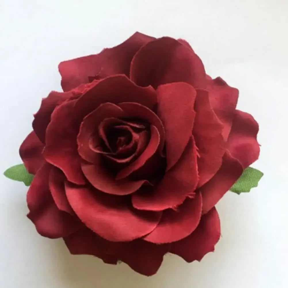 Flamenco Flowers For Hair DIY Headdress For Bridal Flocking Cloth Red Rose Flower Hairpin Hair Clip Party Hair Accessories