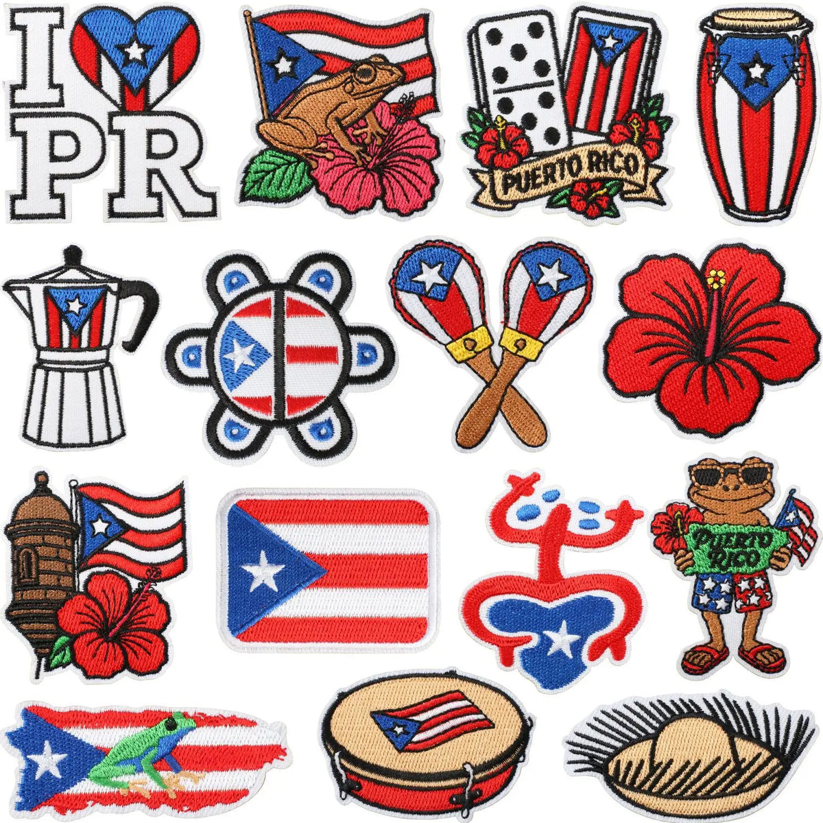 Puerto Rico Embroidered Patch Clothing Decoration Iron On Sewing Badge for Festival Drumming
