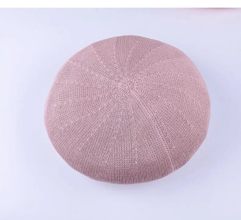 Beret Hat Women Spring Summer Hats For Women Retro Knitted Painter Cap Casual Trendy Design Solid Breathable Thin Cap Female New