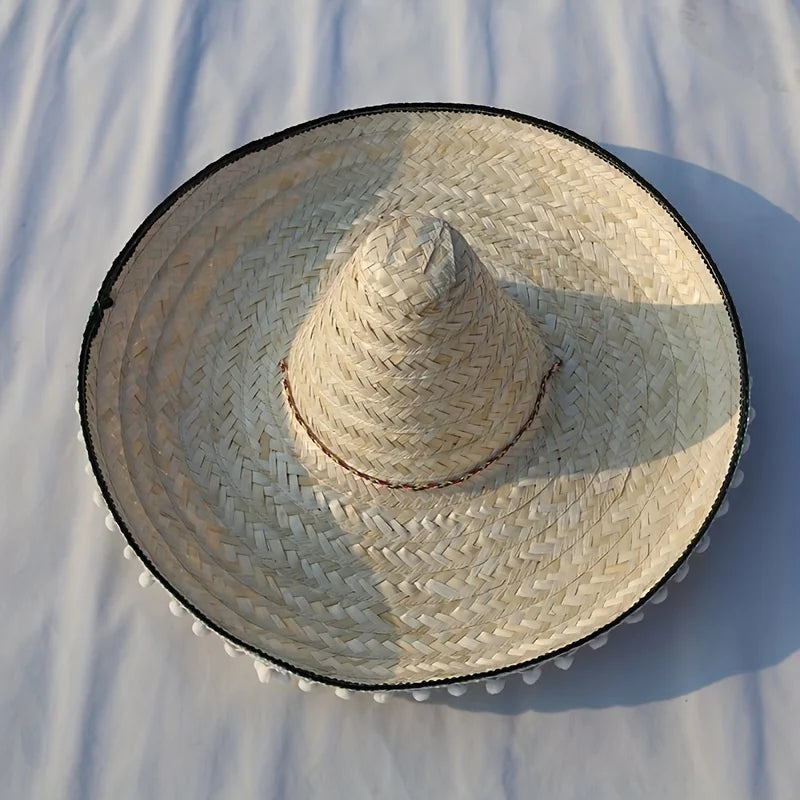 Mexican Sun Hat, Straw Hat with Wide Brim, Suitable for Decoration and Gifts at Festivals, Carnivals, Summer Mexican Parties.