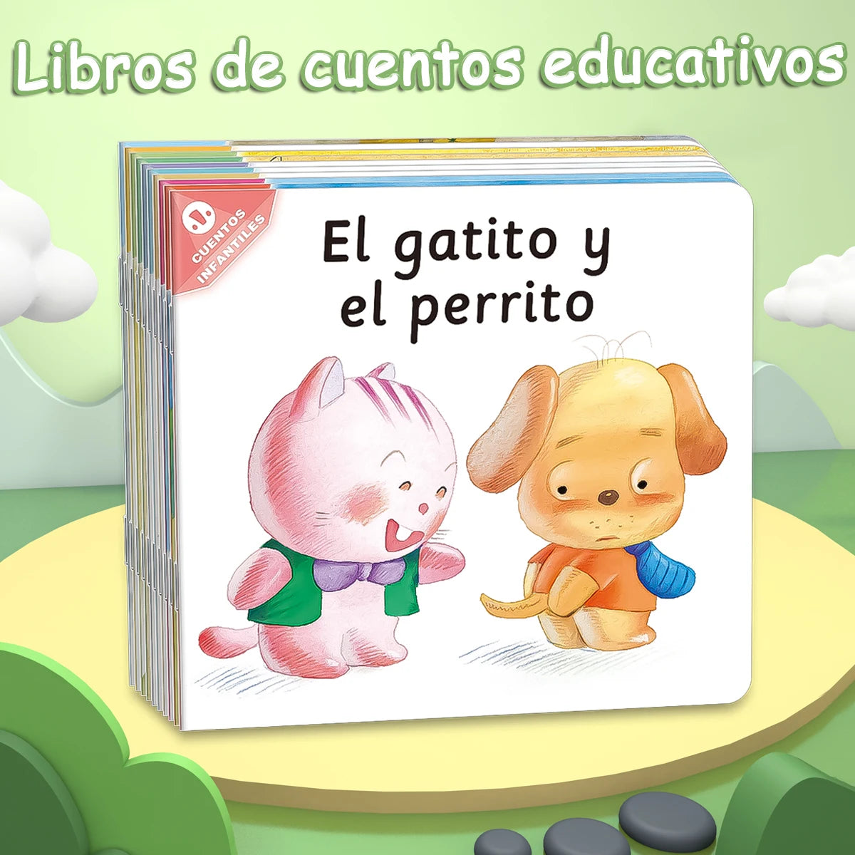 Ten Spanish storybooks: Mini storybooks to expand vocabulary and imagination. School supplies. birthday gift