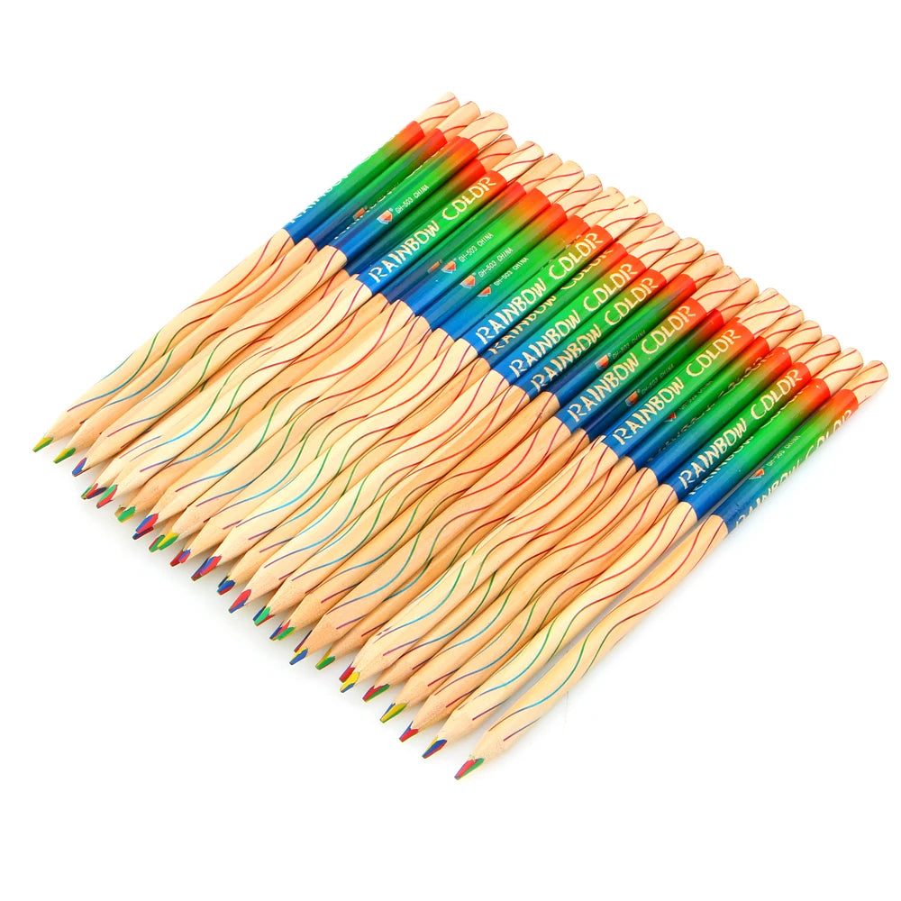 10Pcs/lot DIY Cute Kawaii Wooden Colored Pencil Wood Rainbow Color Pencil for Kid School Graffiti Drawing Painting