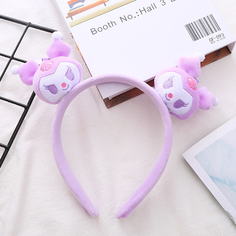 Kawaii Hair Band Sanrio My Melody Kuromi Cinnamoroll Pompom Purin Hair Accessories Anime Cute Cartoon Plush Headdress Girls Gift