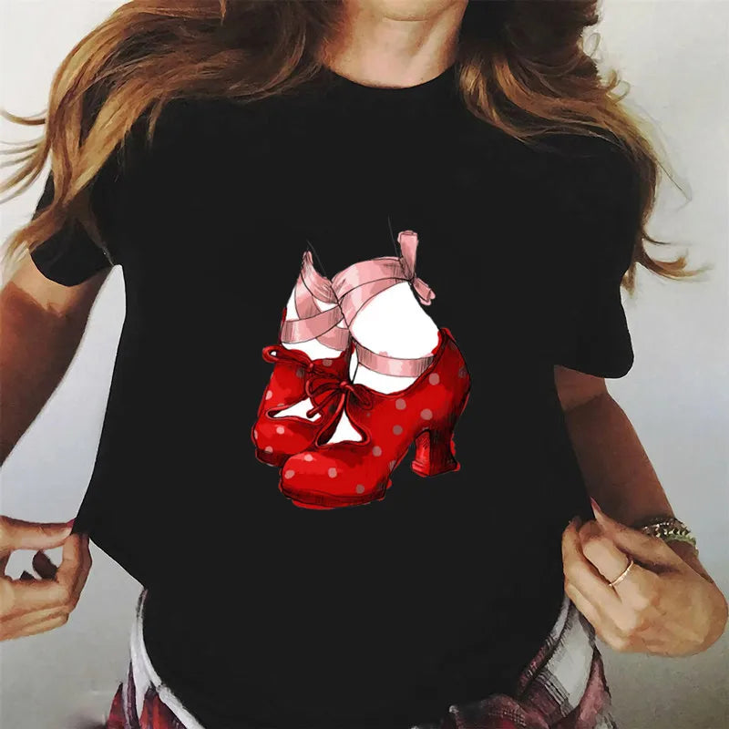 Spanish Dance T Shirt Print Flamenco Flamenca Women T-shirt Casual Short Sleeve Tee Girl Summer Clothes Fashion Female Tops
