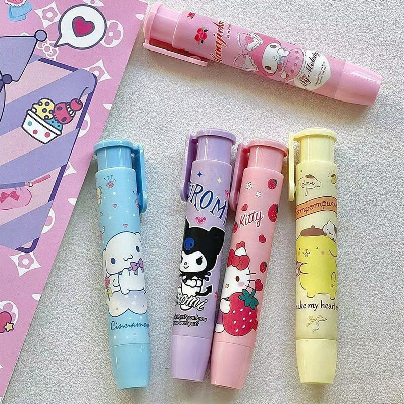 Creative Sanrioed Kawaii Press Eraser Anime Hello Kitty Kuromi MyMelody Cinnamoroll Cartoon Cute Stationery Gift Office Supplies