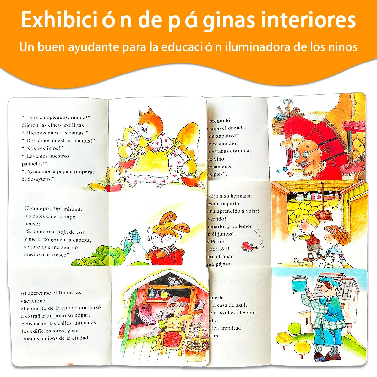 Ten Spanish storybooks: Mini storybooks to expand vocabulary and imagination. School supplies. birthday gift