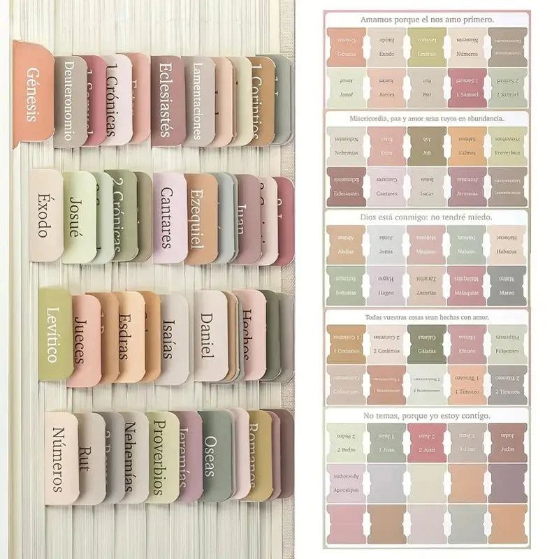 Spanish Bible Tabs, 75 Tabs, Boho Theme, Laminated Bible Tabs for Women and Men, Bible Tabs in Spanish, Bible Tabs Spanish