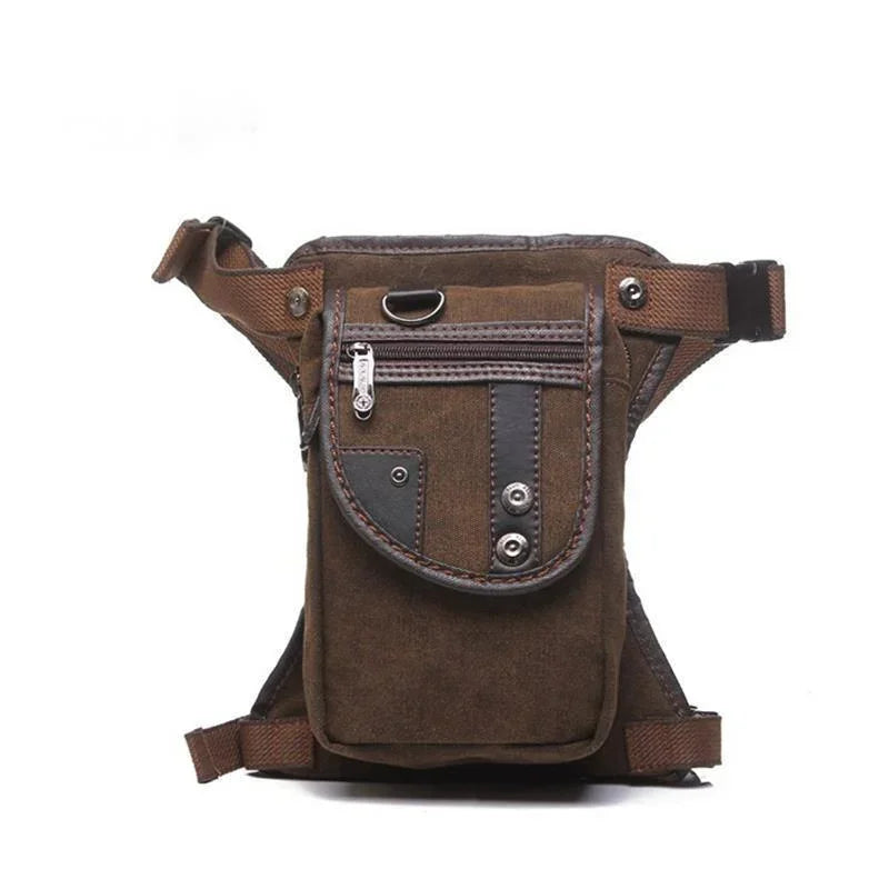 Men's Univesial Thigh Crossbody Bags Retro Fashion Outdoor Sports Belt Leg Bag Motorcycle Waterproof Canvas Waist Pack