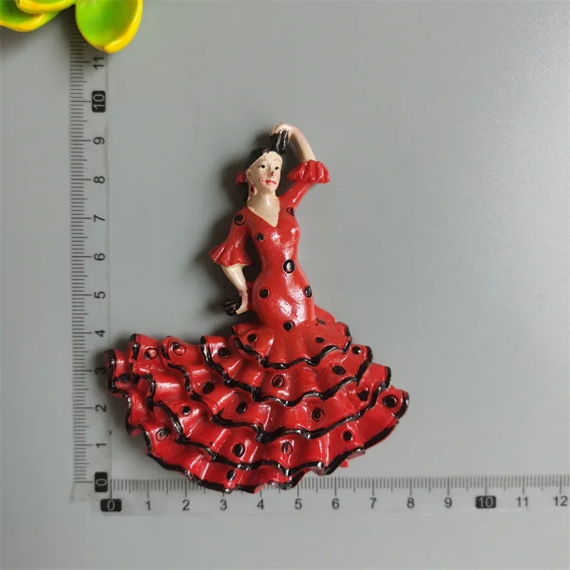 Spanish Fridge Magnets Flamenco Dancer MallorcaTourism Souvenir Decorative Arts Refrigerator Magnetic Stickers Home Decoration