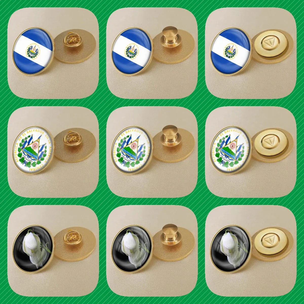 El Salvador Flag National Emblem Brooches Badges Lapel Pins