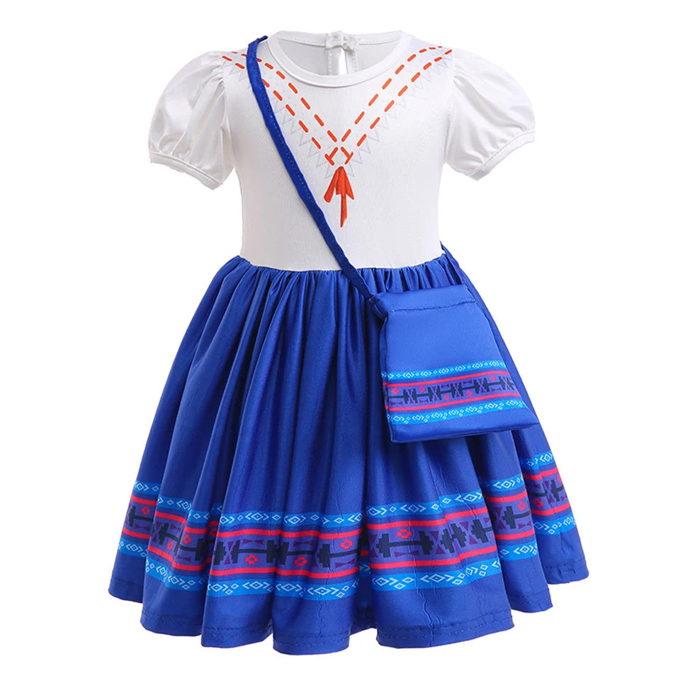 Baby Girls Encanto Mirabel Isabela Madrigal Dress Kids Short Sleeve Clothes Children Dolores Luisa Pepa Princess Cosplay Costume